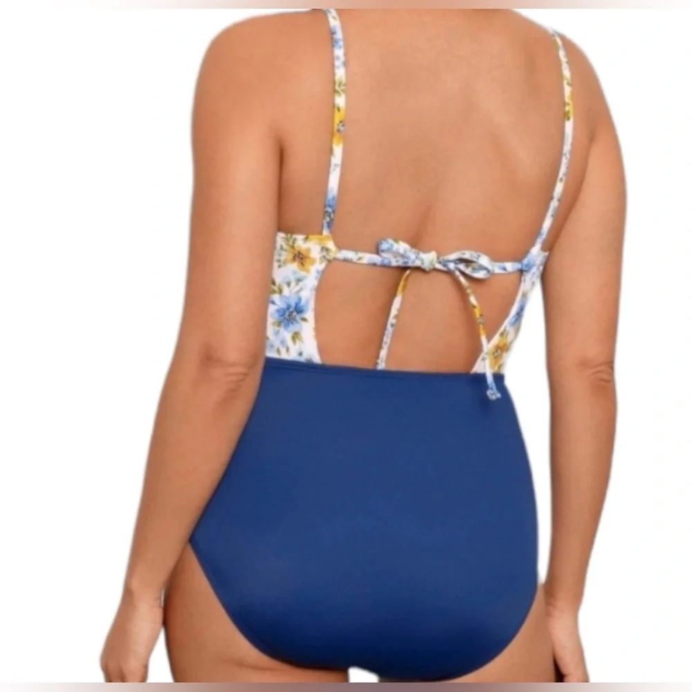 Women's Slimming Control V-Neck Cinched Cut Out One Piece Swimsuit | Beach Betty - Picture 3 of 3